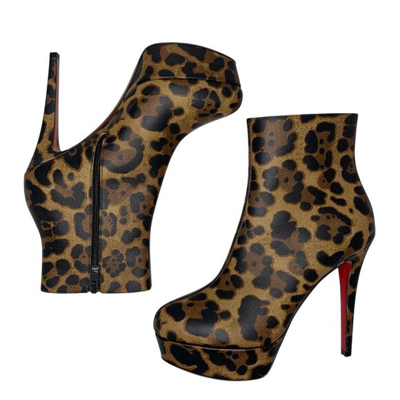 Christian Louboutin Bianca Leopard Print Platform Booties 120 Size EU 37 US 7 - Picture 6 of 10